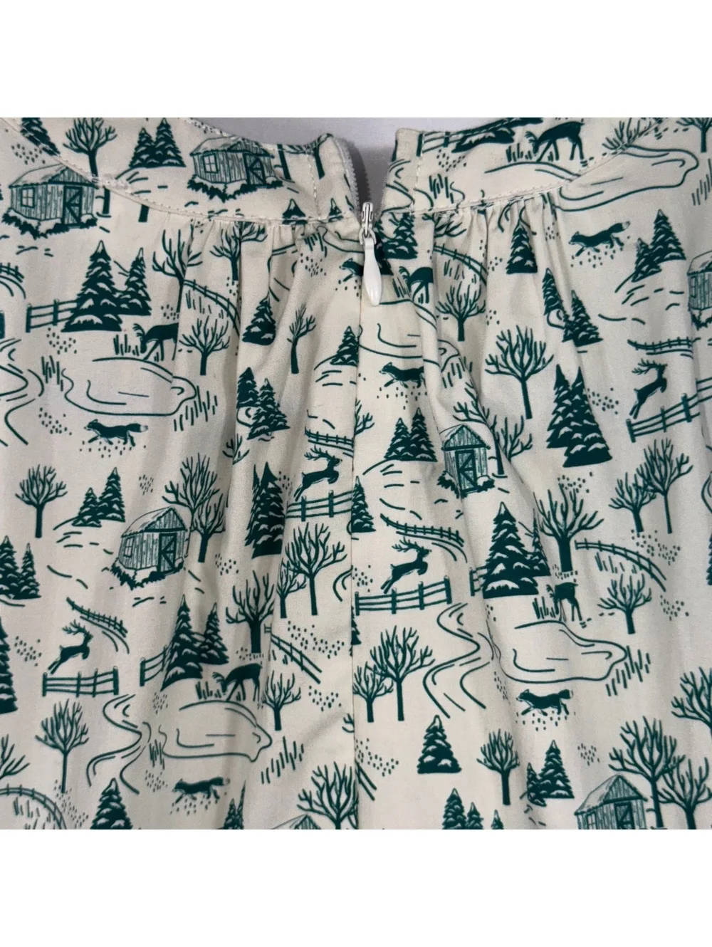 Shop the Mint Girls Size 8/10 Winter Toile Print Tiered Dress Green Ivory